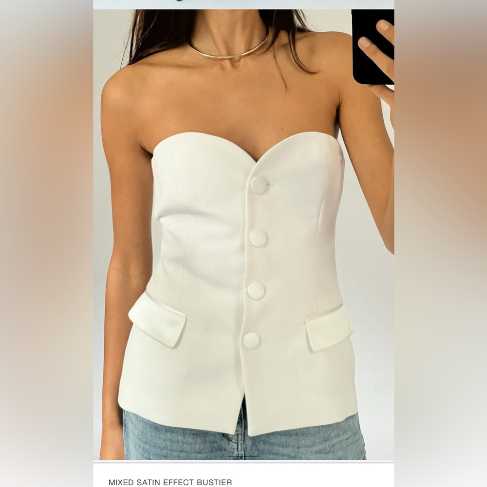 Zara Satin effect bustier XS off strapless vest top